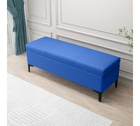 Banc ottoman de rangement extra long en similicuir - Banc d'entrée rembourré élégant avec grand espace de rangement pour le salon et la chambre à coucher, option de repose-pieds polyvalent
