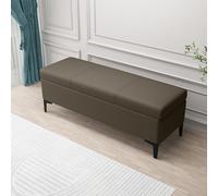 Banc ottoman de rangement extra long en similicuir - Repose-pieds rembourré pour salon, chambre à coucher et entrée - Solution de rangement élégante avec beaucoup d'espace