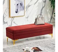 Banc Ottoman de Rangement Luxueux, Repose-Pieds Ottoman rembourré en Velours, Banc de Bout de lit avec Rangement, Banc d'entrée de Salon Moderne, Tabouret à Langer - BOR