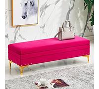 Banc Ottoman de Rangement Luxueux, Repose-Pieds Ottoman rembourré en Velours, Banc de Bout de lit avec Rangement, Banc d'entrée de Salon Moderne, Tabouret à Langer - Ros