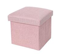 Banc Ottoman De Rangement Pliable Moderne en Coton Et Lin pour Salon, Chambre, Entrée, Couloir - Beige 38 X 38 X 38 Cm,Pink-50x31x31cm