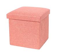 Banc Ottoman De Rangement Pliable Moderne en Coton Et Lin pour Salon, Chambre, Entrée, Couloir - Beige 38 X 38 X 38 Cm,Orange-50x31x31cm