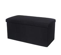 Banc Ottoman De Rangement Pliable Moderne en Coton Et Lin pour Salon, Chambre, Entrée, Couloir - Beige 38 X 38 X 38 Cm,Noir-30x30x30cm