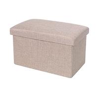 Banc Ottoman De Rangement Pliable Moderne en Coton Et Lin pour Salon, Chambre, Entrée, Couloir - Beige 38 X 38 X 38 Cm,Beige-76x38x38cm