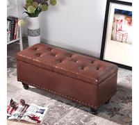 Banc ottoman de rangement pour chambre à coucher, entrée ou bout de lit - Pouf élégant avec coussin, solution de rangement multifonctionnelle, meuble peu encombrant pour la décoration de la maison
