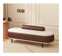 Banc Ottoman de Rangement pour Chambre avec Coussin Lombaire, Banc de Fin de Lit en Tissu Résistant aux Griffes de Chat, Banc de Rangement Capitonné pour Salon, Entrée(Brown+Off-white,60cm)