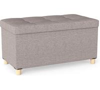 Banc ottoman de rangement, repose-pieds pliable, repose-pieds en lin, banc de fin de lit avec couvercle à plateau, pieds en bois massif, pour salon, chambre à coucher, entrée