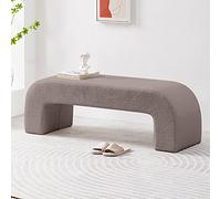 Banc ottoman en fausse fourrure - Repose-pieds d'entrée moderne en velours, table basse rectangulaire, banc rembourré en Sherpa pelucheux pour chambre à coucher et couloir