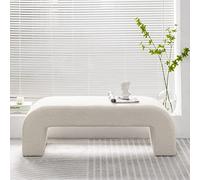 Banc ottoman en fausse fourrure - Repose-pieds d'entrée moderne en velours, table basse rectangulaire, banc rembourré en Sherpa pelucheux pour chambre à coucher et couloir