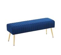 Banc Ottoman en Velours, Banc de Chambre rembourré Moderne, Repose-Pieds, d'intérieur for entrée, Salon pour s’asseoir au lit(Blue)