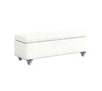 Banc Ottoman Extra Long Bleu avec roulettes Tabouret De Rangement pour Chambre Repose-Pieds Rembourré Meuble De Salon Polyvalent Design Compact(White,40x40x120cm)