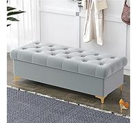 Banc Ottoman Luxueux avec Rangement, Banc De Rangement Rembourré en Velours Banc De Lit, Coffre De Rangement Moderne,Gris,100X40X40Cm(39X16X16Inch)