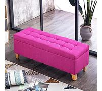 Banc ottoman moderne à chaussures, repose-pieds rembourré en lin pour salon et chambre à coucher, tabouret d'entrée polyvalent 89 x 40 x 45,7 cm avec fonction cachée et changeante.