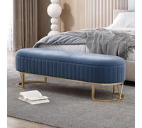 Banc ottoman moderne capitonné à rabat pour rangement de chaussures - Design élégant ovale pour salon et entrée nizer pour chambre à coucher bout de lit multifonctionnel