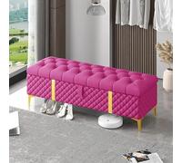 Banc ottoman moderne en cuir capitonné pour chambre à coucher avec coffre de rangement, 119,4 x 40,6 x 45,7 cm