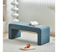 Banc Ottoman Moderne en Forme de U, Banc D'extrémité de Lit Rembourré Sherpa, Banc D'entrée et Banc de Salle à Manger, Tabourets Repose-pieds Confortables pour Salon(120x42x44cm(47x16x17inch), Blue)
