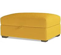 Banc ottoman moderne en lin jaune avec repose-pieds rembourré et tabouret en bois avec rangement élégant 100 x 45 x 40 cm pour salon et chambre à coucher