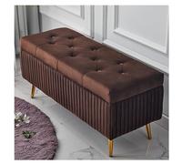 Banc ottoman moderne en velours avec base dorée - Repose-pieds touffeté à rabat pour salon, entrée et salle à manger (61 x 40,6 x 45,7 cm, couleur : M)