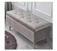 Banc ottoman moderne en velours avec pieds dorés - Repose-pieds de rangement touffeté pour salon, chambre à coucher, entrée et salle à manger - Design à rabat (78,7 x 40,6 x 45,7 cm) - Meuble de