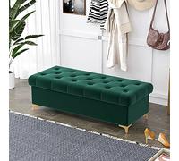 Banc ottoman moderne en velours avec rangement luxueux pour chambre à coucher et salon - Vert 80x