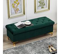 Banc ottoman moderne en velours capitonné de qualité supérieure pour salon et chambre à coucher, rangement de chaussures multifonctionnel, vert élégant, 60 x 45 x 40 cm