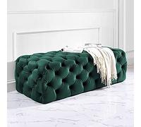 Banc ottoman moderne en velours - Multifonctionnel pour ranger les chaussures, repose-pieds touffeté luxueux, vert foncé, 70 x 45 x 40 cm - Meuble de chambre élégant