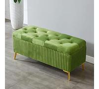 Banc ottoman moderne en velours pour salon - Repose-pieds rectangulaire élégant, siège de lit, vert, 100 x 39 x 45 cm - Décoration d'intérieur multifonctionnelle.