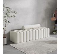 Banc ottoman moderne en velours, repose-pieds rembourré avec oreiller cylindrique, banc à chaussures d'entrée, coussin confortable pour le salon et la chambre à coucher