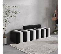 Banc ottoman moderne en velours, repose-pieds rembourré avec oreiller cylindrique, banc à chaussures d'entrée, coussin confortable pour le salon et la chambre à coucher