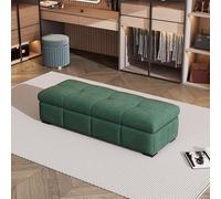 Banc ottoman moderne en velours - Tabouret rembourré minimaliste de style italien pour entrée et chambre à coucher avec repose-pieds doux et rangement caché, 119,4 x 45,7 x 40,6 cm, vert