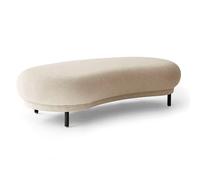 Banc ottoman moderne incurvé rembourré élégant pour entrée et salon, table basse et repose-pieds rembourrés, blanc, 99,1 x 43,2 x 40,6 cm, décoration d'intérieur polyvalente