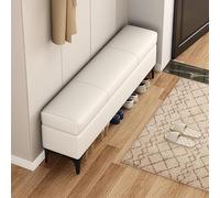 Banc Ottoman Moderne Rembourré en Similicuir avec Rangement, Extra Long, Banc De Chambre Adapté À La Chambre, Au Salon Et À L’entrée(White,90x30x43cm)