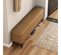 Banc Ottoman Moderne Rembourré en Similicuir avec Rangement, Extra Long, Banc De Chambre Adapté À La Chambre, Au Salon Et À L’entrée(Light Brown,90x30x43cm)