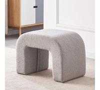 Banc ottoman moderne rembourré Sherpa - Pied de lit en tissu incurvé doux pour chambre à coucher et entrée - Grand meuble d'appoint gris