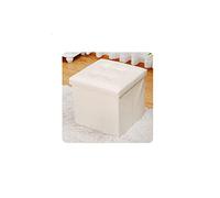 Banc ottoman pliable beige avec couvercle, boîte de rangement en cuir et repose-pieds résistant à l'eau, siège rectangulaire carré, 38 x 38 x 38 cm, décoration d'intérieur polyvalente.