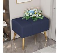 Banc ottoman rectangulaire moderne avec repose-pieds rembourré avec pieds en métal doré en simili cuir pour salon, hall d'entrée, couloir, solution de rangement élégante
