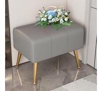 Banc ottoman rectangulaire moderne rembourré en similicuir avec pieds en métal doré - Meuble élégant pour salon et hall - Gris moyen (120 x 40 cm)