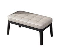Banc ottoman rembourré en cuir avec pieds en bois - Repose-pieds polyvalent pour entrée, salle à manger, chambre à coucher et salon - Fournit un rangement de chaussures et des sièges