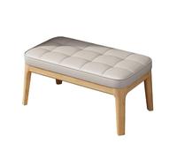 Banc ottoman rembourré en cuir avec pieds en bois - Repose-pieds polyvalent pour entrée, salle à manger, chambre à coucher et salon - Fournit un rangement de chaussures et des sièges