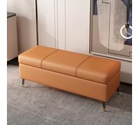 Banc ottoman rembourré en cuir avec rangement rectangulaire long avec fermeture éclair de sécurité et pieds en métal, parfait pour la chambre à coucher et au bout du lit