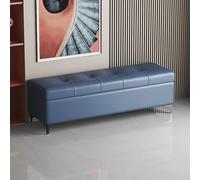 Banc ottomane de rangement en similicuir avec pieds en métal - Rectangulaire - Moderne - 119,4 x 40,6 x 40,6 cm - Bleu