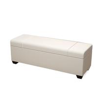 Banc ottomane de rangement extra long en cuir synthétique - Banc à langer imperméable avec couvercle à charnière pour chambre à coucher et salon - 60 x 40 x 40 cm (blanc, 60 x 40 x 40 cm)