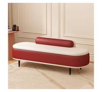 Banc ottomane extra long rembourré avec pieds en métal et repose-pieds rectangulaire élégant pour chambre à coucher, entrée et salon (120 cm) Rouge
