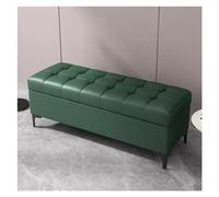 Banc ottomane moderne avec rangement rembourré en cuir synthétique - Design peu encombrant pour chambre à coucher, salon, entrée (vert, 80 cm)