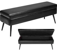 Banc Ottomane VEVOR (40 x 120 x 45 cm) en cuirPolyuréthaneavec pieds métalliques & espace de rangement, banc à chaussures rembourré avec une capacité de charge de 300 kg, banc de lit moderne Banc de c