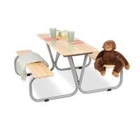 Pinolino Ensemble de Tente à bière et Table de Pique-Nique, Ensemble de Table Trois en Un pour l'intérieur - l'extérieur, HxLxP : 110x110x53 cm, pin Massif laqué Gris, Table de Jardin, Gris