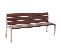 Banc plastique recyclé et acier Silaos 6 lames RAL7044 - Sans accoudoir - PROCITY - 209604.7044