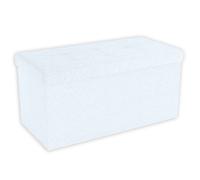 Banc pliable coffre de rangement 76 x 38 x 38 cm blanc neige - pouf tabouret repose-pieds et boîte en tissu avec couvercle