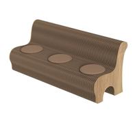 Banc pliable en accordéon marron avec dossier et coussin rond, siège en papier, idéal pour l'école, le magasin, le salon et la salle à manger