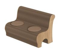 Banc pliable en accordéon marron avec dossier et coussin rond, siège en papier, idéal pour l'école, le magasin, le salon et la salle à manger